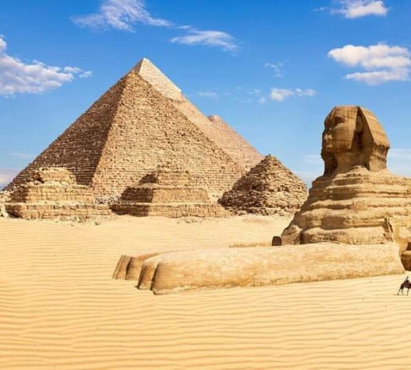 The Pyramids and sphinx in the Giza Plateau